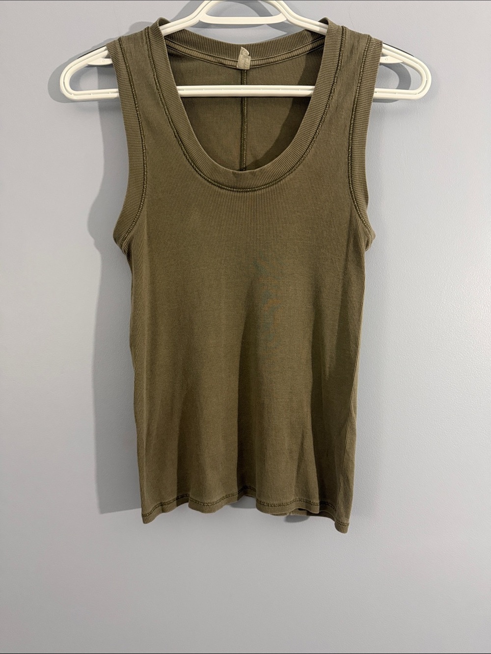 Free People Olive Green Ribbed Tank SZ M